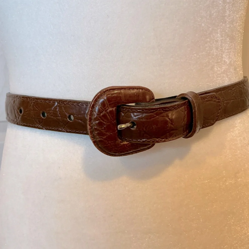 🐸 Brown Faux Leather Belt - Size 2